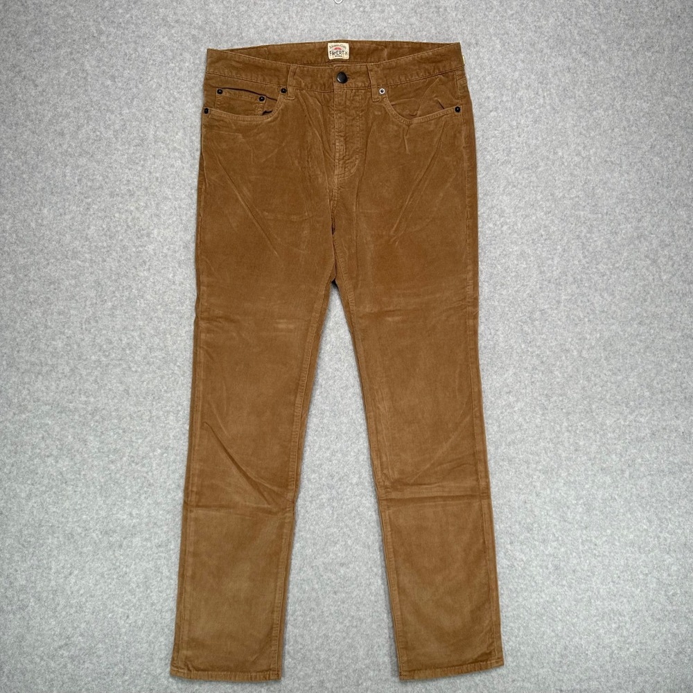 Faherty Brand Mens Corduroy Pants 30 Camel Brown Organic Cotton Lyocell Stretch